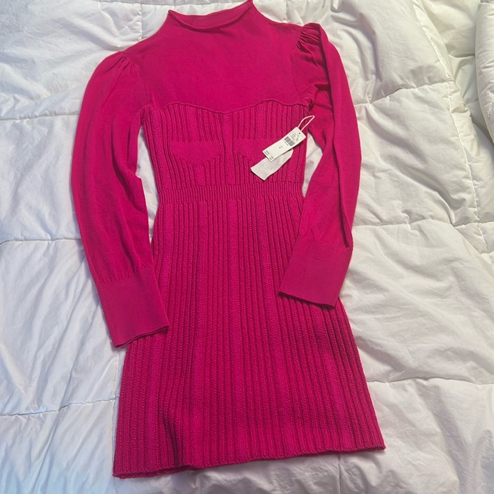 Pink rose sweater dress